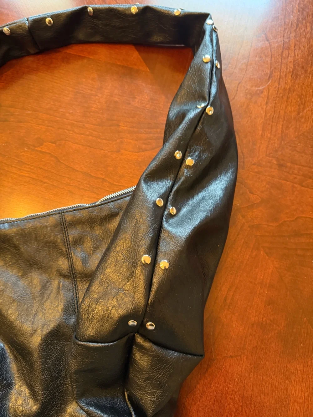 Black Faux Leather Oversided Hobo Bag